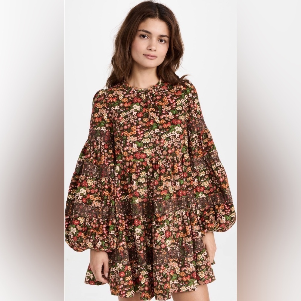 ByTIMO Corduroy Lace Tiered Brown Multi - Picture 1 of 7